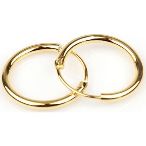 Women Yellow Gold Filled Smooth Small Endless Hoop Earrings 20mm*20mm