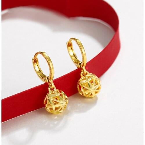 24k Gold Plated European American Style Earrings For Women 2021 Copper Alloy Fashion Hydrangea Eardrop YMS E330