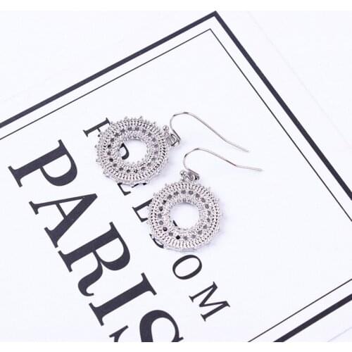 Korean Version Of The Retro Earrings Female Models Female Fashion Cubic Zirconia Pendant Geometric Earrings Jewelry 2019