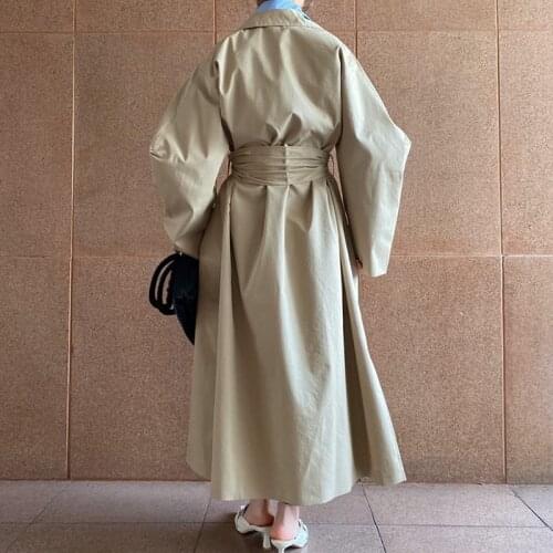 Women Trench Coat Korean Style Loose Oversized Long Single-breasted Belted Lady Cloak Windbreaker Spring Fall Casual Outerwear