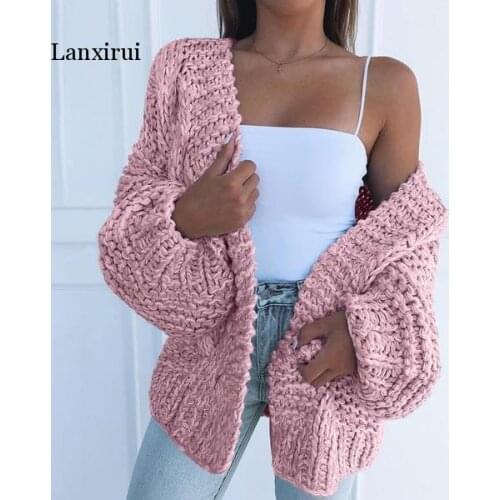 Lanxirui Women Sweater Knitted Cardigan Solid Color Casual Fashion Flat Knitted Full Streetwear Linen 4 color