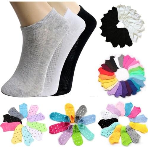 10Pcs/5Pair 2021 New Women Sock Short Low Cut Spring Summer Autunm Casual Lady Girl Ankle Short Socks Cotton Solid Color