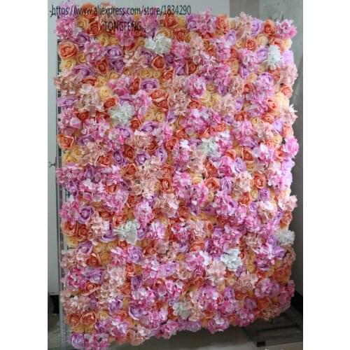 10pcs/lot mixcolor Artificial silk rose hydrangea flower wall wedding backdrop decoration flower runner wedding TONGFENG