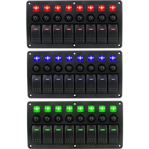 12/24V Rocker Switch Panel Circuit Breakers With Fuse 8 Gang LED Switch Panel Car Vehicle Truck RV SUVS Marine Waterproof