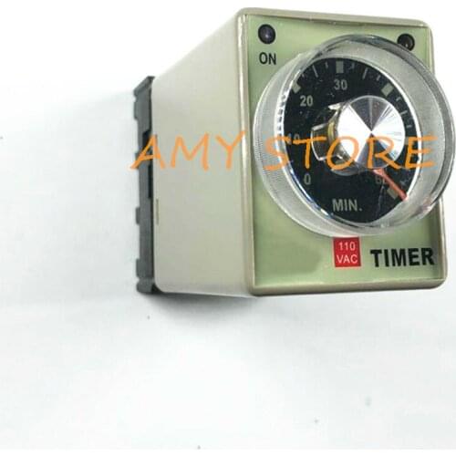 12V/24VDC 12/24V/110V/220VAC Panel Mounted DPDT 8P 30Min 0-30M Timer Time Relay AH3-3 w LED Indicator