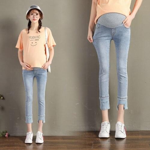 320# Maternity pants Spring Autumn Maternity Jeans Belly Support Pants Support Abdomen Elastic Waist Maternity Trousers