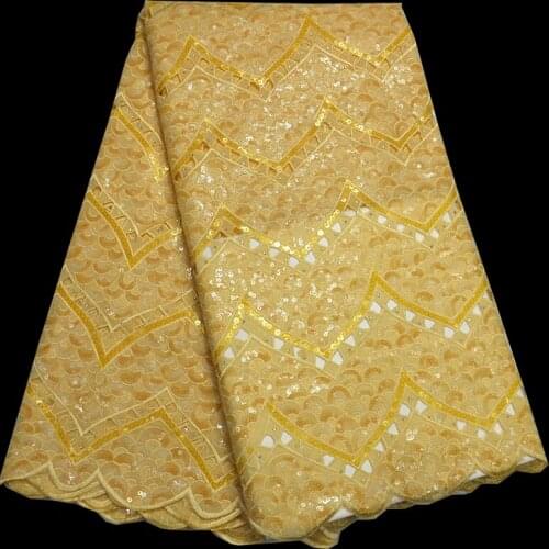 5yards/pc) high quality handcut African organza lace fabric in skyblue with lots of sequins embroidery for party dress OP57