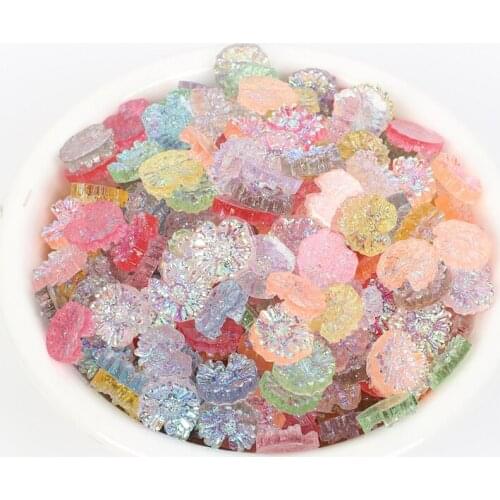 50Pcs 8mm Mixed Resin Flower Flatback Embellishments Cabochon daisy Decoration Scrapbooking For Diy Craft Supplies Accessories