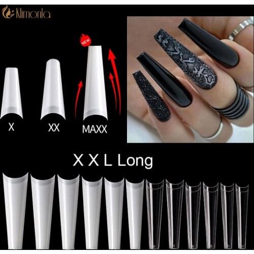 500pcs XXL Long False Nail Art Tips French Natural Transparent Coffin False Nails Tips Acrylic UV Gel Nail Polish Manicure