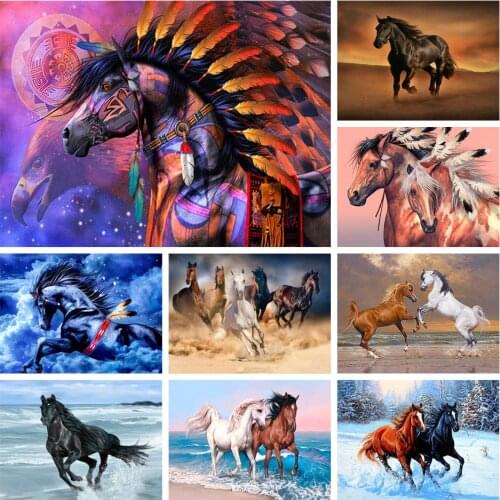 5D DIY full square/full circle diamond painting animal, horse, cross stitch kit mosaic embroidery art painting home decoration