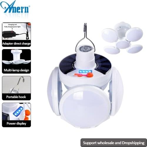 Anern Solar LED Camping Light Bulb Rechargeable Portable Lantern Emergency Outdoor Camping Light BBQ Trip Night Market Tent Lamp