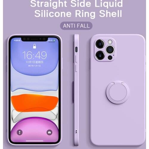 Car magnetic Bumper Shockproof Soft Liquid Silicone Ring Stand Phone Case For iPhone 12 11 Pro Max X XS XR Cover Fundas Coque