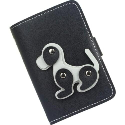 20 Cards Holder Women Wallet Hasp Buckle Business Credit Bank ID Card Case Holders PU Leather Lovely Dog Pattern Girls Purse Bag