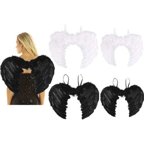 Children Kids Girls Angel Fairy Real Feather Wings Dance Party Cosplay Costume Stage Performance Fancy Party Carnival Costumes