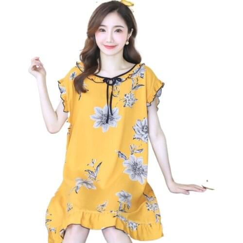 Ladies Sleeveless Sleepwear Satin Nightgowns Summer Womens Sexy Lace Sleepdress Sleepshirts Print Nightdress25b1-1