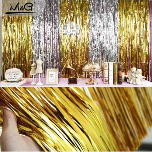 ELOMAN Foil Tinsel Fringe Curtain Rain Wedding Party Decor Backdrop 100*200cm