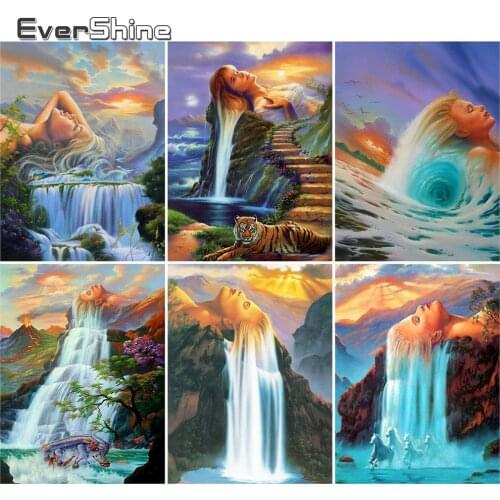 EverShine DIY Diamond Painting Landscape Waterfall Rhinestones Diamond Embroidery Portrait Cross Stitch Mosaic Beaded Handicraft