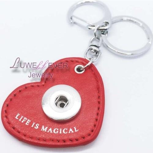 Hot Sale 06 Fashion PU Leather Key Chains 18mm Snap Button Keychain Jewelry For Men Women Cute Heart Key rings