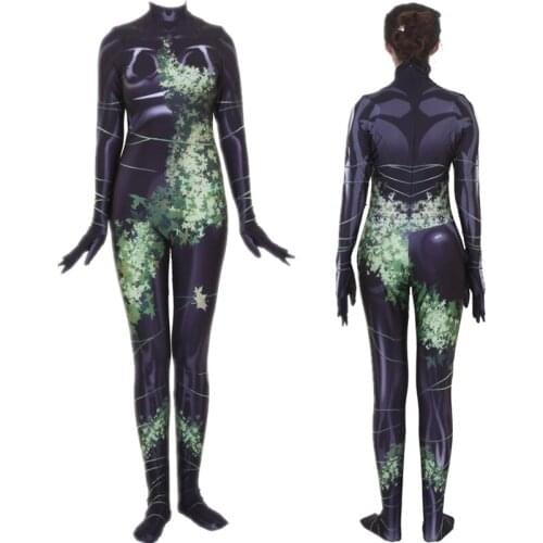 Hot selling Women Kids Birds of Prey Poison Ivy Cosplay Costume Zentai Bodysuit Suit Jumpsuits