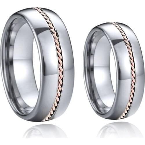 Custom Name Engrave LOVE Alliances Solid men tungsten ring for couples Rose Gold Twist marriage wedding rings women 4/6/8MM