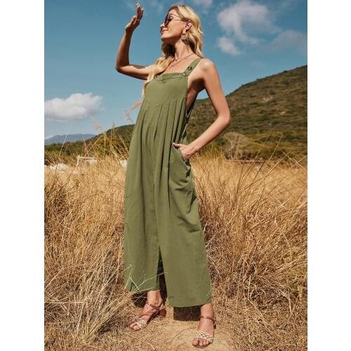 Jumpsuits Women Spring Strap Button Ankle-length Solid Harajuku BF Loose Kawaii Wide-leg Students Womens All-match Trendy Chic