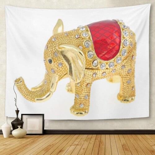 Red Elephant Jewelry Box Diamond Beauty Celebrate Celebration Color Tapestry Wall Hanging for Living Room Bedroom Dorm 50x60