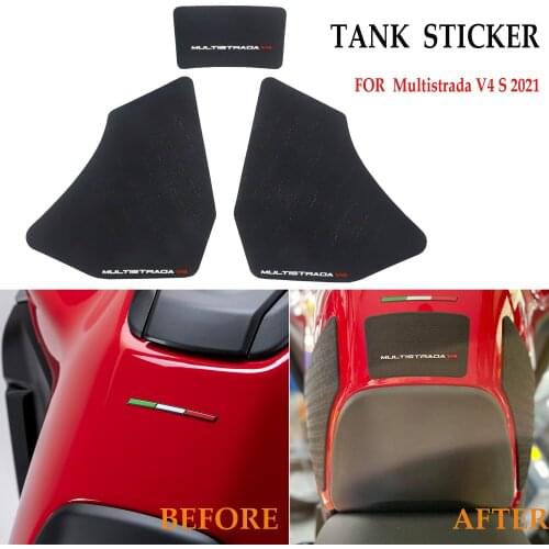Motorcycle Non-slip Side Fuel Tank Stickers Waterproof Pad Rubber Sticker FOR DUCATI Multistrada V4 S 2021