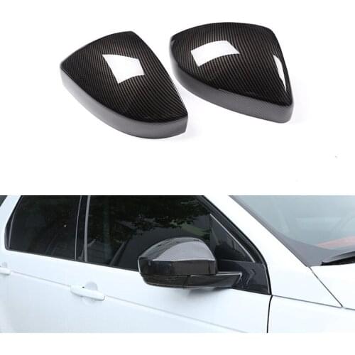 Car Carbon Style Outside Rearview Mirror Cover Caps Trim For Jaguar F-pace 2016-2018