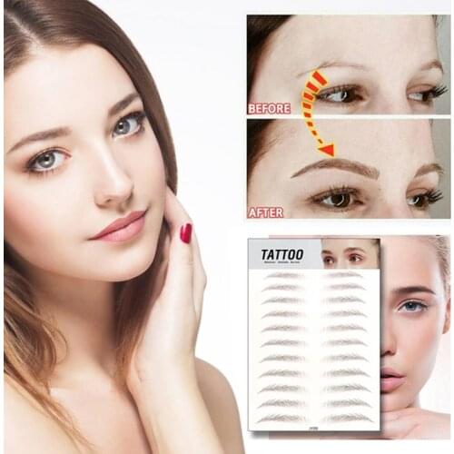 4D 9Styles Hair-like Authentic Eyebrows Sticker Natural Soft Arch/Tapered Brows Patch Tattoos Easy to Wear Lazy Eyes Makeup Tool
