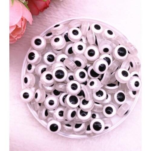 NEW 50PCS 8/10mm Oval Beads Evil Eye Resin Spacer Beads for Jewelry Making DIY Bracelet Beads #03