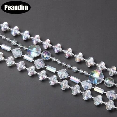 PEANDIM Rainbow Acrylic Beads Chain Garland Diamond Strand For Wedding Party Event DIY Decorative Christmas Home Accessories