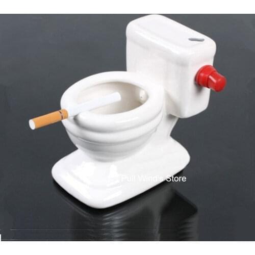 Water Spray Toilet Ashtray creative personality Ceramic ashtray White Prank ashtray