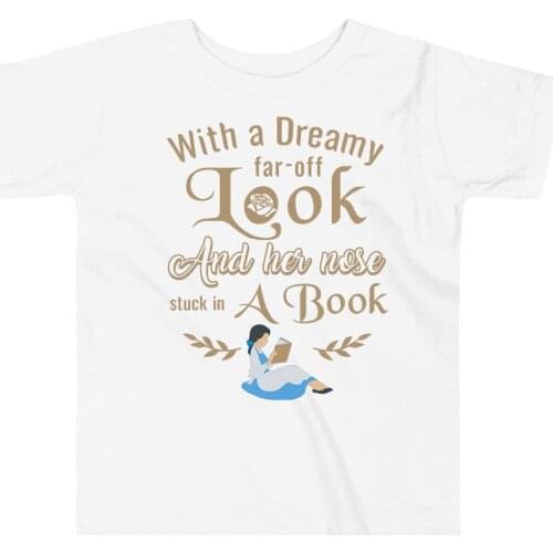 Beauty and Beast Shirt Dreamy Far-Off Look Tshirt Belle Princess Shirts Children Graphic T Shirts Kids Summer Clothes Cotton Tee