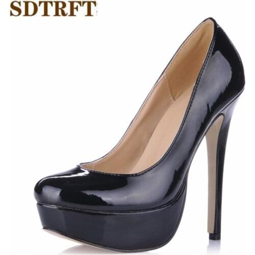 SDTRFT princess Sweet Stiletto Spring Autumn shoes woman 14cm thin high heels platforms Round Toe wedding pumps zapatos mujer
