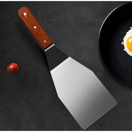 AISITIN Stainless Steel Spatula Slant Grill Griddle Scraper Diner Flat Straight Blade Wood Handle Slant Edge Grill Scraper