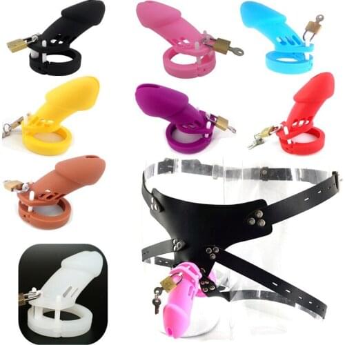 Silicone CB6000S CB6000 Male Strap On Chastity Cage with 5 Base Rings Wearable Pants Cock Cage Bondage Belts Toys for Man G7-27
