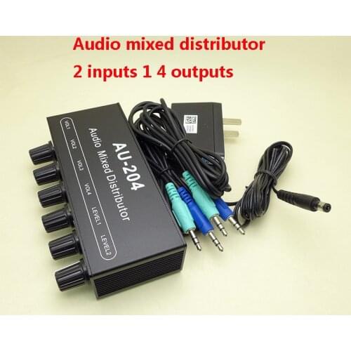 Stereo Audio Signal Mixer Board 2 Way Input 4 Way Output Drive Headphone Power Amplifier Mixing AMP Board W Tone Control