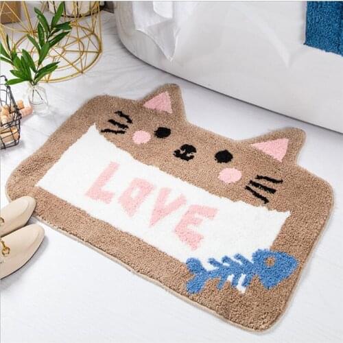 Diy Tufted Cartoon Cute Shaped Floor Mats Bathroom Absorbent Door Mats Bathroom Non-slip Carpet Floor Mats