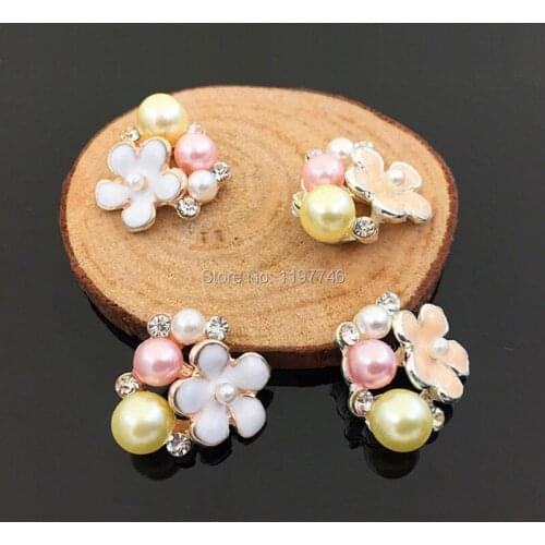 Decorations for Nail art 18mm 10pcs Flatback Decorations Rhinestone Decorations Flower Pearls Decorations for Hair Bow Center