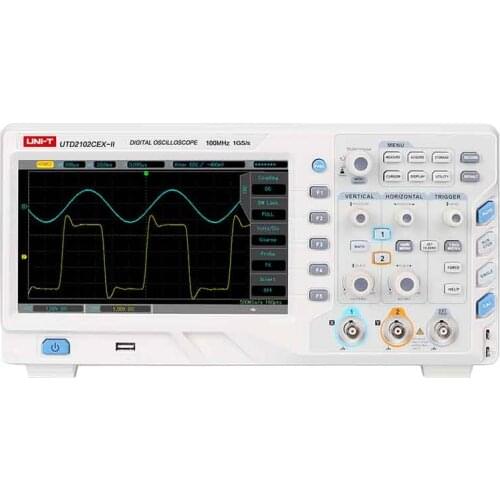 UNI-T UTD2102CEX-II 8 inch TFT LCD Digital Storage Oscilloscope 100MHz bandwidth 2 Channels 800X480 WVGA Phosphor Oscilloscope