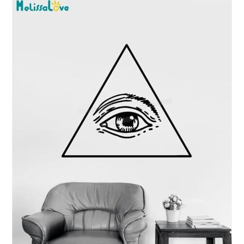 Vinyl Wall Decal Masonic Symbol Dollar Eye Of Providence Wall Stickers Home Decor Living Roon Special Art Unique Gift YY725