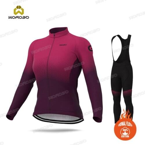 2021 Women Cycling Wear Bicyclers Clothing Winter Ladies Cycling Uniforms Clothes Polka Dot Long Sleeve Road Ride Sportswear Set