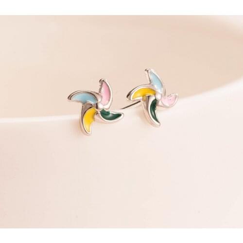 REETI 925 sterling silver windmill Stud Earrings for Women Elegant Wedding Jewelry pendientes mujer moda 2019 Brincos