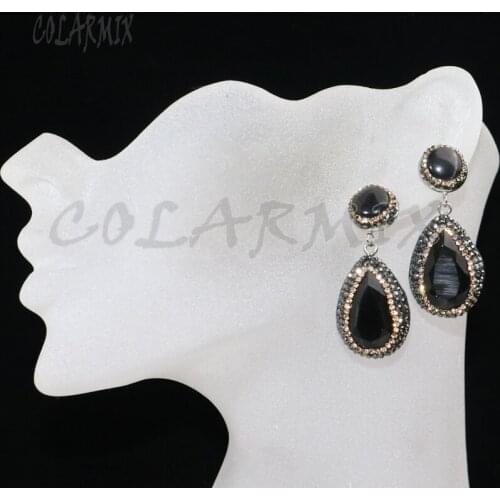 5 Pairs Cat eye stone earrings mix colors dangle earrings drop earrings rainbow crystal accessories for women 8039