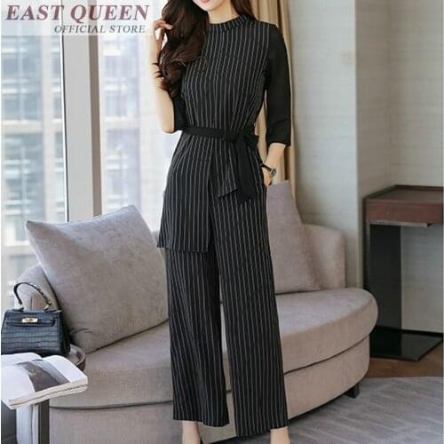 Womens two piece sets 2018 striped suits wide legs formal clothing women occasion elegant two piece set top and pants FF597 A