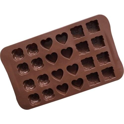 1Pcs Multi Purpose Food Grade Silicone 24 Cavity Reusable DIY Baking Tools Chocolate Color Kitchen Supplies Cake Cookies Mold