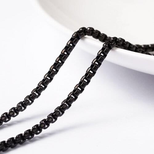 10m/Roll Stainless Steel Box Chain Unwelded Black Chain roll Venetian Box Chains for DIY Jewelry Making Necklaces Link Chain