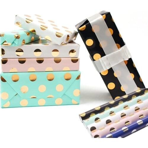 10pcs 50*70cm Circle Point Gilding Craft Paper Christmas Kraft Wrapping Paper Roll New Year Gift Flower Packing Paper