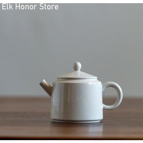 140ml Handmade Plant Ash Glaze Teapot Jade Porcelain Teakettle Household Single Pot Kung Fu Tea Home Decoration Accessories Gift