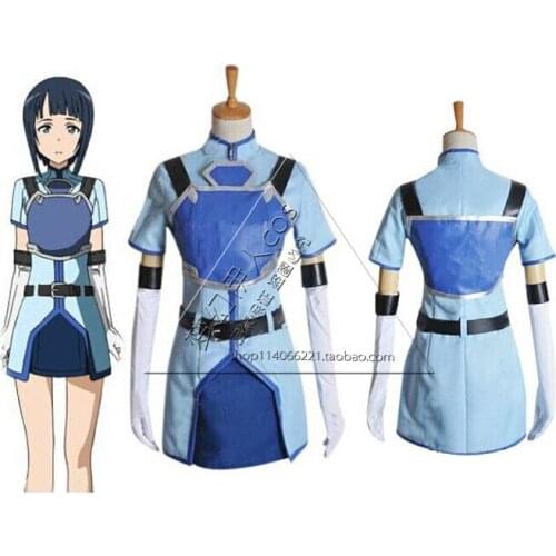 2016 Anime Sword Art Online Sachi Cosplay Costume Blue Color Set All Size